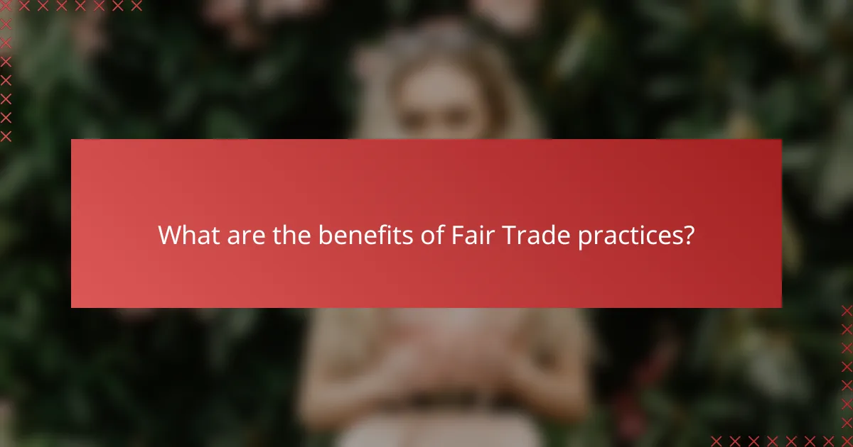 What are the benefits of Fair Trade practices?
