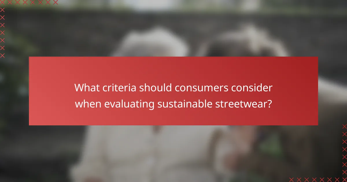 What criteria should consumers consider when evaluating sustainable streetwear?