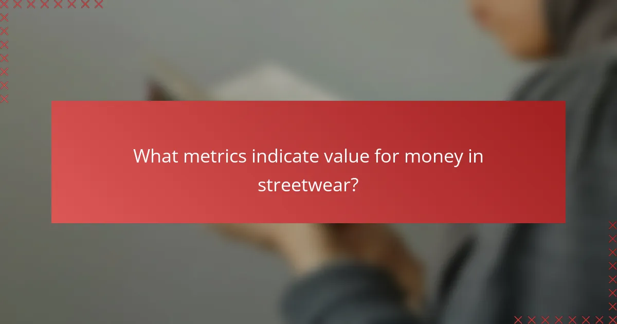 What metrics indicate value for money in streetwear?